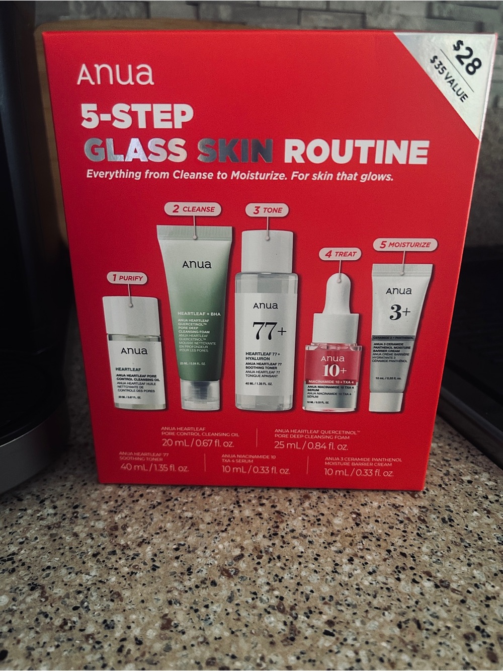 Anua 5-Step Glass Skin Routine Moisturizer Set - NEW